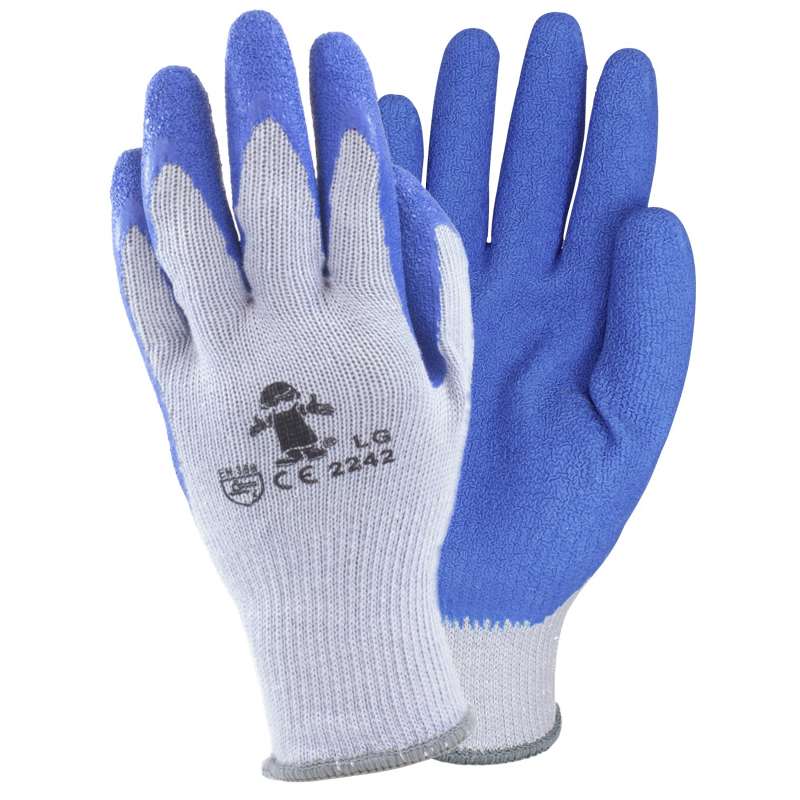 Latex Coated Crinkle Grip Knit Gloves, X-Large, Blue/Gray, 12 Pairs per Bag, 6 Dozen per Case
