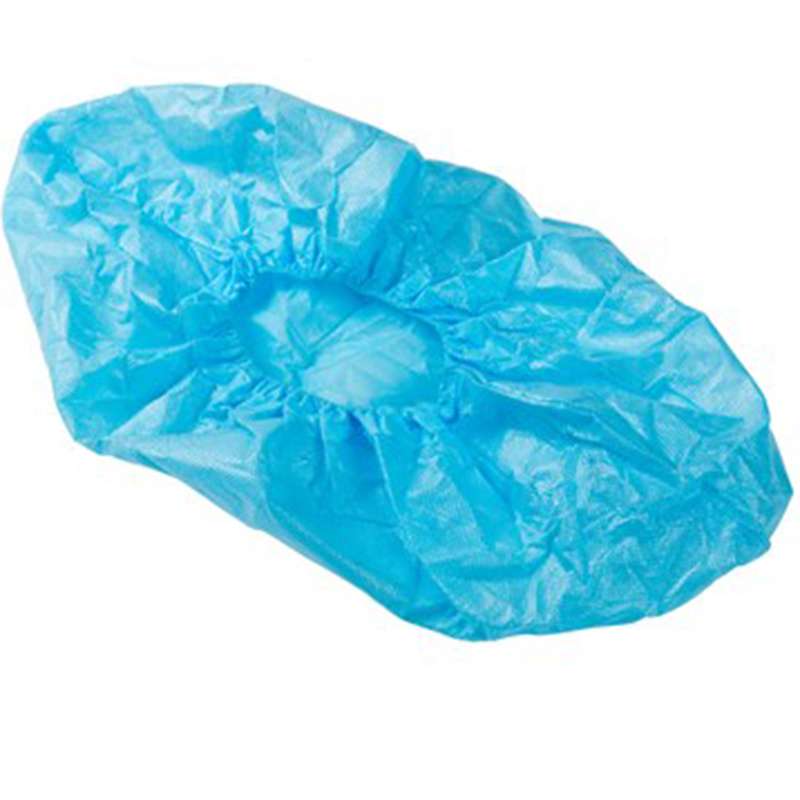 empty blue shoe cover with elastic fasten
