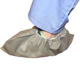 grey shoe cover with elastic at ankle redirect to product page