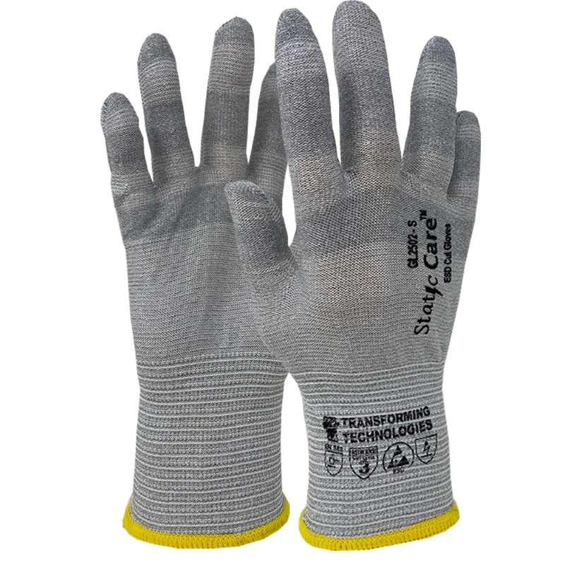 ESD Cut Resistant Gloves, Plain Small, Uncoated, 12/Package
