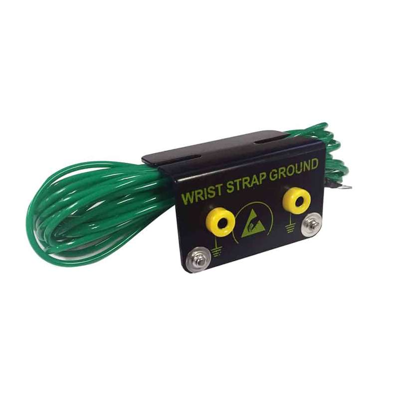 Dual Bench Ground Mount with 15' Ground Cord for Single Conductor Wrist Straps