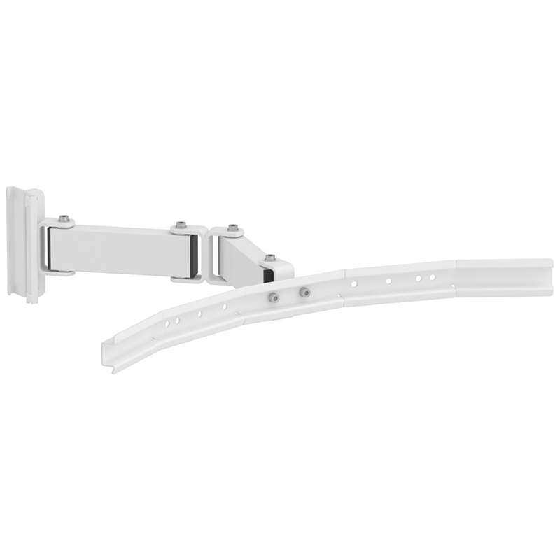 Curved Bin Rail, with Large Double Articulating Arm