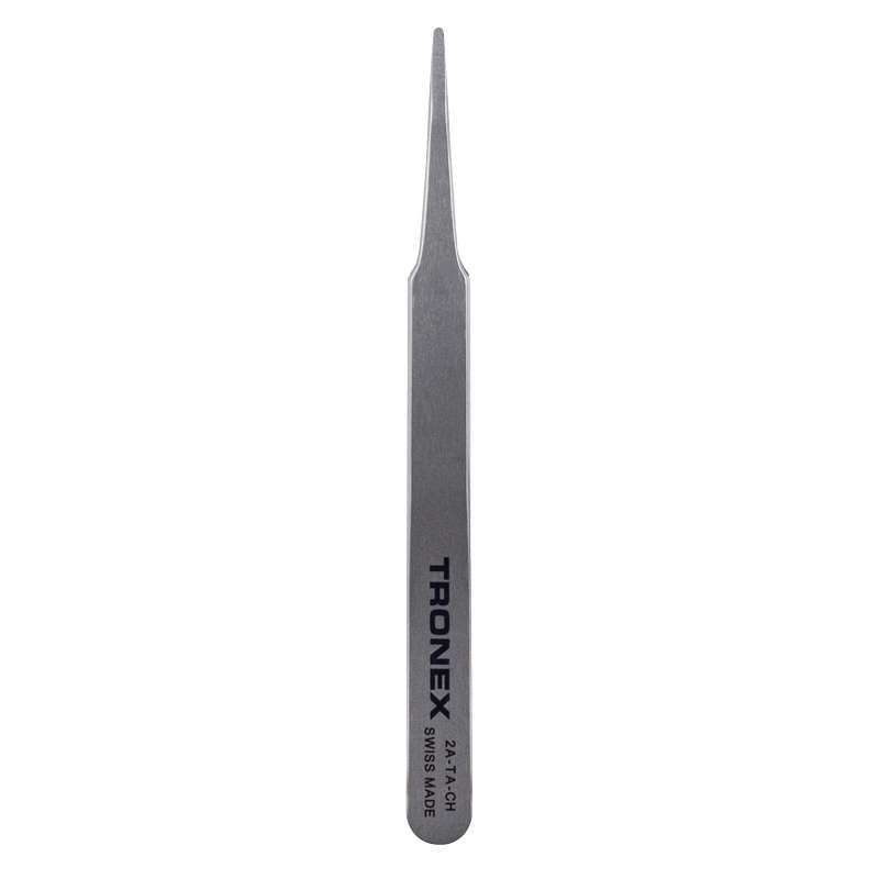 High Precision Tweezer, Titanium, Straight Fine, Flat Rounded Tip, Style 2A