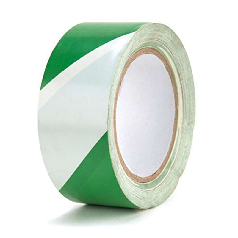 Floor Tape, 2"x36 Yds, 3" Core 6mil Grn/Wht Vinyl