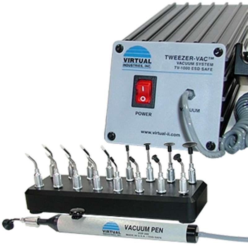 ESD-Safe Tweezer-Vac™ Continuous Vacuum System with Pick-Up Tool and 17 Cups, 110V
