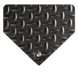 Conductive Vinyl Diamond Plate Floor Mat with Ground Snap, 3 x 5', 5/32" Thick, Black redirect to product page