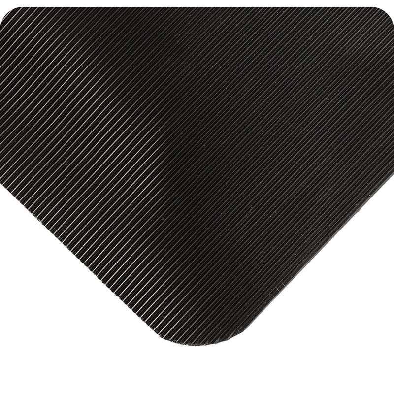 Corrugated SpongeCote® Traction and Comfort 2 x 3' Black Mat with Flex-Link™ Sponge Base, 1/2" Thick