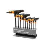 T-Handle Hex Key Set, Ball End, SAE, 10 Pieces, Alloy Steel, w/Metal Stand redirect to product page