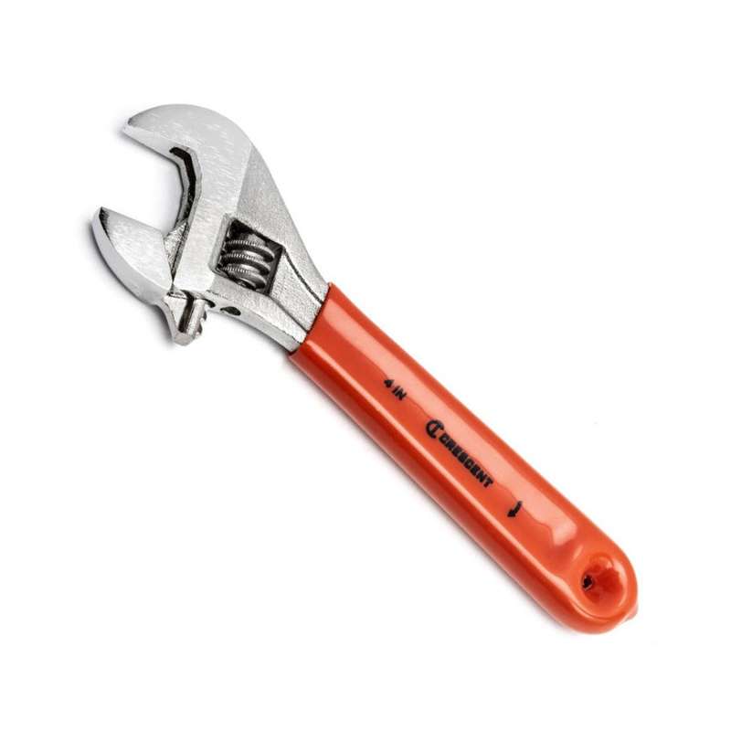 Adjustable Wrench with Cushion Grip, 4in Over-All-Length, Chrome Finish