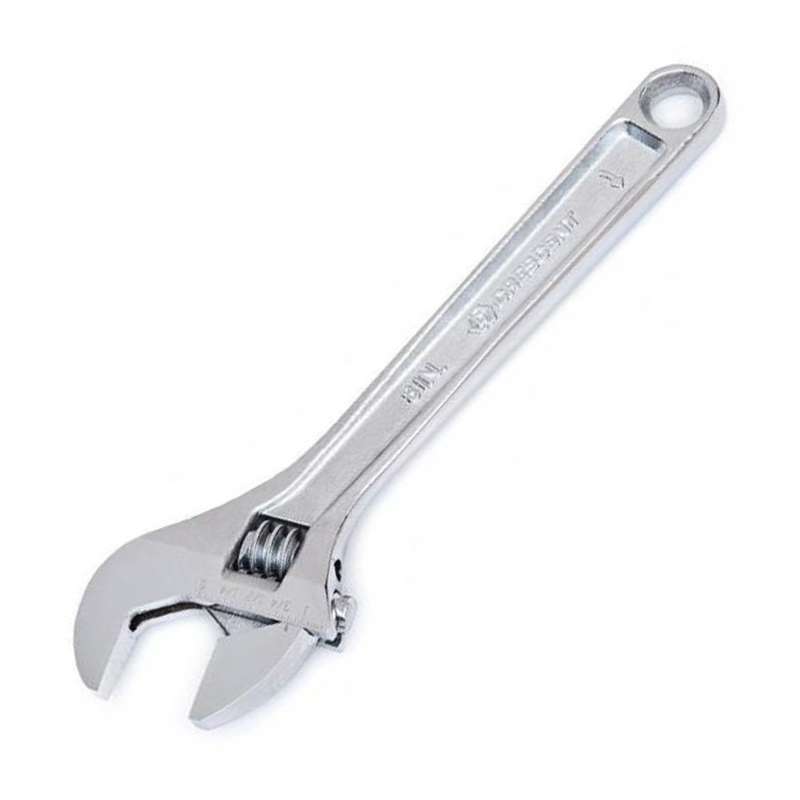 Adjustable Wrench with Cushion Grip, 8in Over-All-Length, 1-1/8in Jaw, Chrome Finish