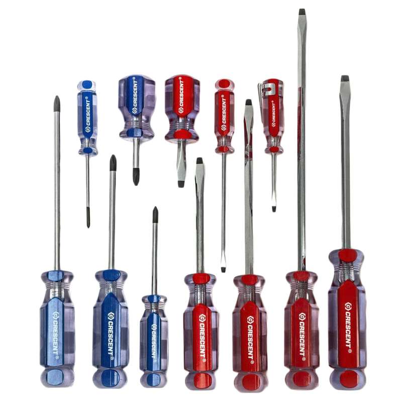 Screwdriver Set, Phillips and Slotted, 12 Pieces