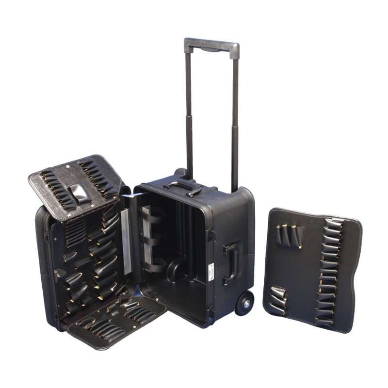 Tool Case, Tools Not Included, Tough Polytheylene, Extra Large Roller Bearing Wheels with Wide Base, 18" x 15" x 8", Black