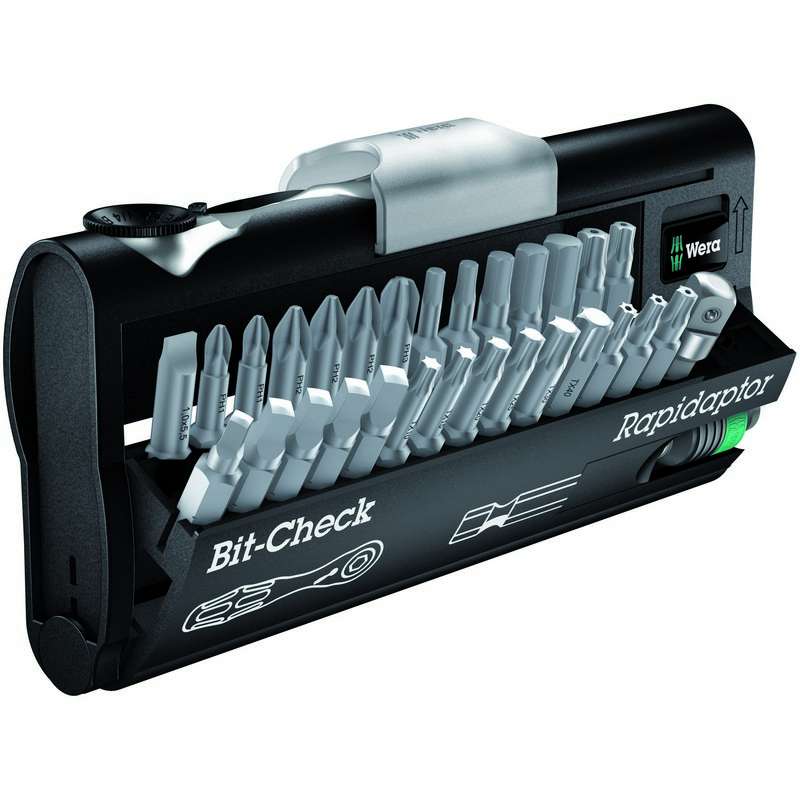 Rapidaptor Bit Ratchet Kit with Bit Holder, 1/4" Hex to Square Adapter and 28 Bits, 30 Pieces