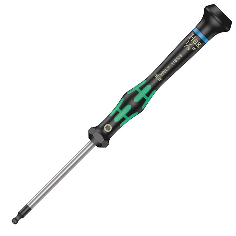 2052 Ball End Hexagon Screwdriver for Electronic Applications, 1/8" x 60 mm