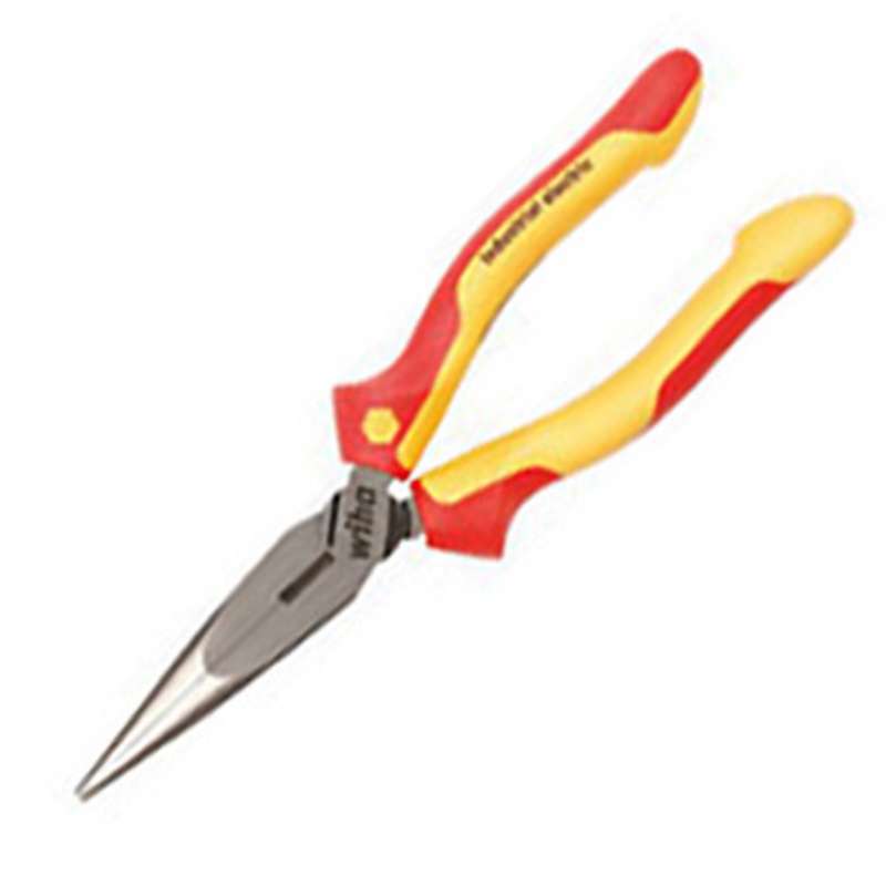 Insulated Long Nose Pliers with Cutter and Cushion Grip Handles, 8" Long