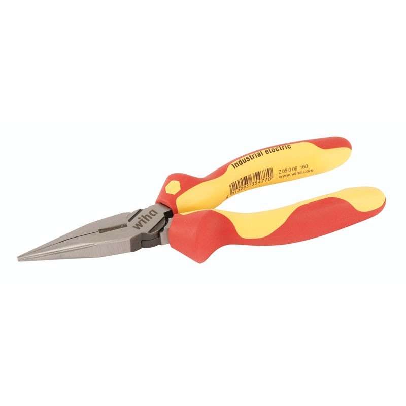 Wiha Insulated Straight Long Nose Pliers with Cutters and Cushion Grips, 6-5/16" Long