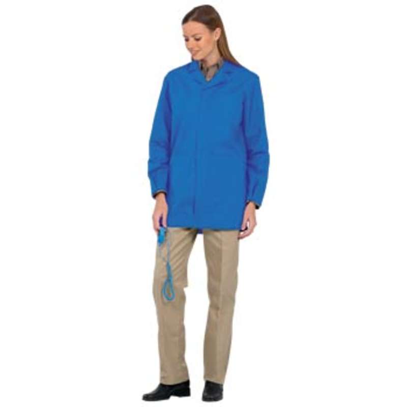 Microstat ESD-Safe Unisex 33" Lab Jacket with Adjustable Wrist Snaps, Royal, Large