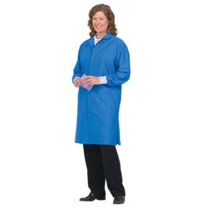 98/Two ESD-Safe Unisex 41" Coat with Cuff and Ground Snap, Royal Blue, Medium