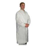 LD-100 System Unisex White Frock with Elasticized Wrists, Snap Closure and Collar, 47-1/4" Length, Large redirect to product page