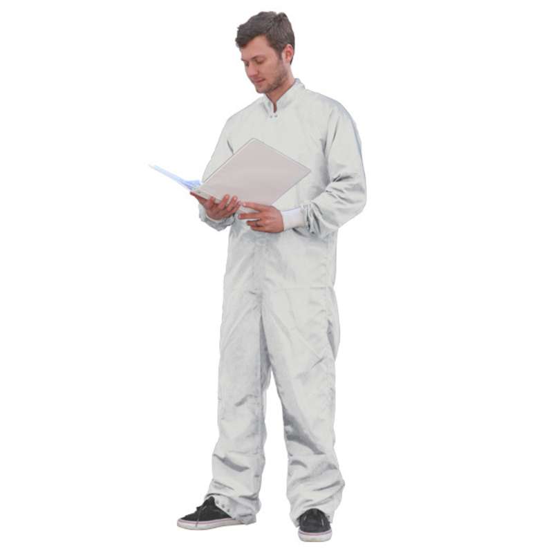 SC-3 ESD-Safe Cleanroom Coverall with Raglan Sleeves and Zipper, White, Medium