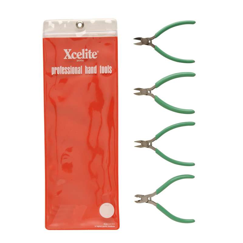 ESD-Safe Electronic Plier and Cutter Tool Kit with Green Ergo Cushion Grip Handles, 4 Pieces