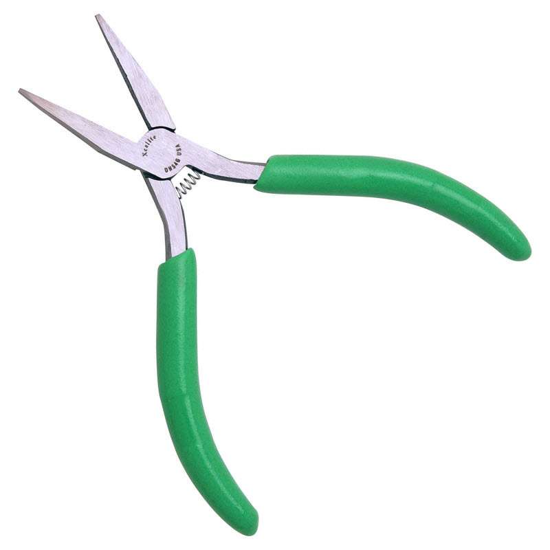 Flat Nose Pliers with Green Cushion Grips, 5" Long