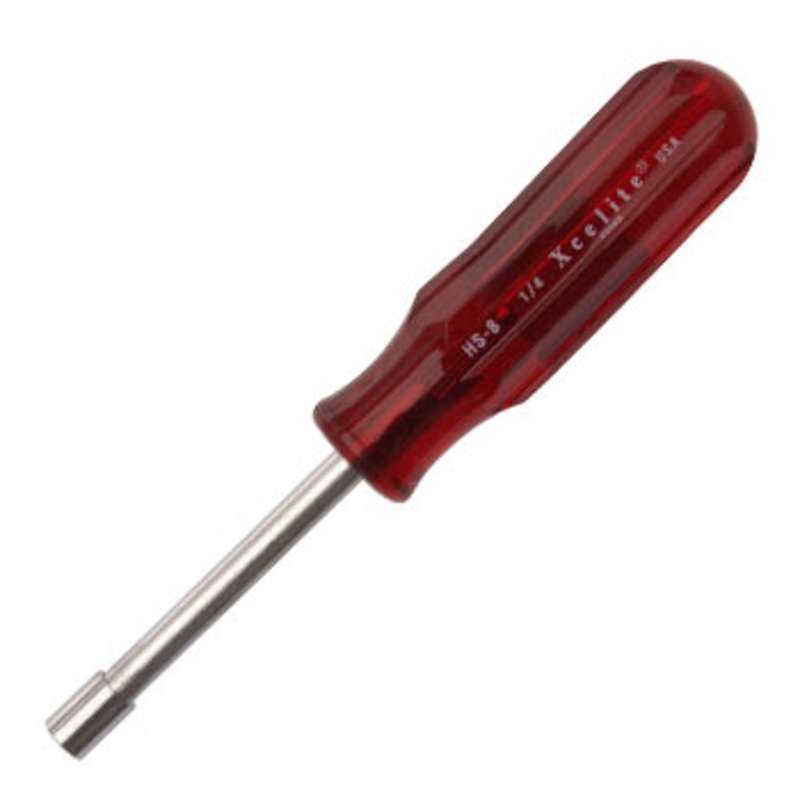 Hollow Shaft Hex Nut Driver with Red Handle, 1/4 x 7-1/4" Long