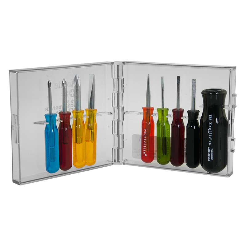 Color-Coded Compact Convertible Inch Screwdriver Set with Case, Carded, 9pc