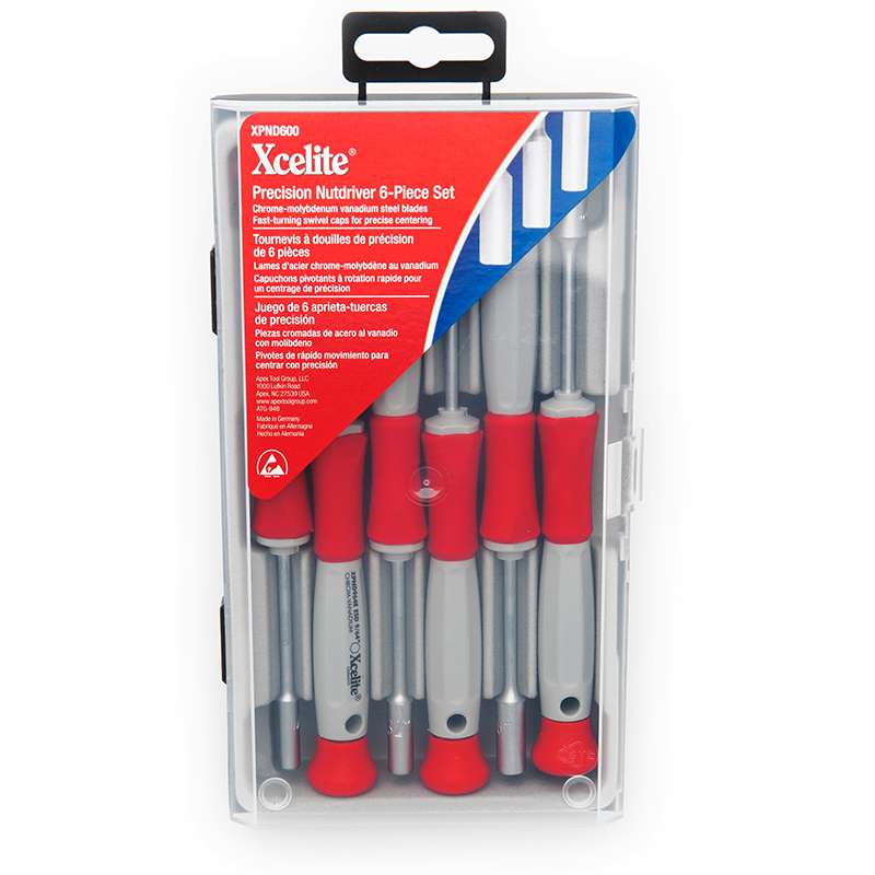 ESD-Safe Precision Nutdriver Set with Plastic Case, 6pc