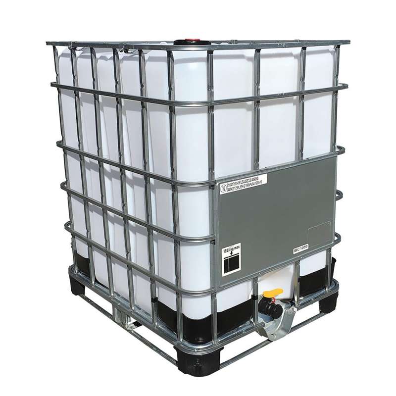 metal caged white tote with yellow nozzle